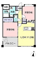 エクレール笠幡 2LDKの間取図画像