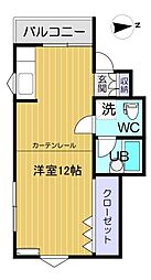 クローバーポート ワンルームの間取図画像