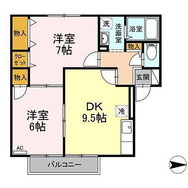 エスポワールM ｜鳥取県鳥取市江津(賃貸アパート2DK・1階・52.02㎡)の写真 その2