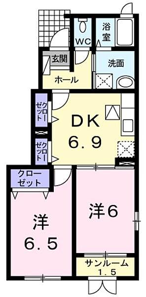 Ｌｅ・Ｓｅｎａｔ（ル・セナ）Ａ ｜鳥取県鳥取市秋里(賃貸アパート2DK・1階・50.22㎡)の写真 その2
