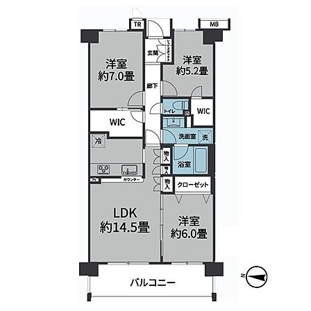 ＷＩＣが2カ所など豊富な収納スペース