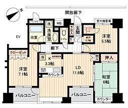 ネオマイム鶴見中央リバーフロント 3LDKの間取図画像