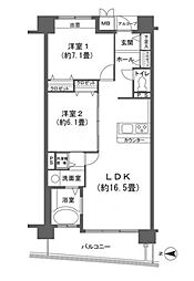 パシフィックビスタ2 2LDKの間取図画像