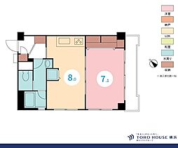 マンション長者町 1LDKの間取図画像