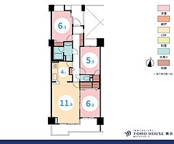 ソルシェ横浜西谷 3LDKの間取図画像