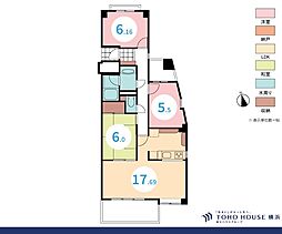 本牧三溪園ヒルズ 3LDKの間取図画像