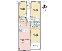 シーアイマンション港北中川 3LDKの間取図画像