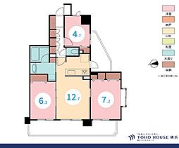クリオ磯子上中里弐番館 3LDKの間取図画像