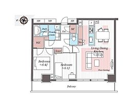 クレッセント川崎タワー 2LDKの間取図画像