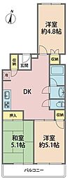シャトー北園 3DKの間取図画像