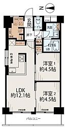 平野コーポ 2LDKの間取図画像