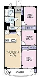 稲毛東映マンションB棟 3LDKの間取図画像