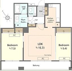 東京ツインパークスライトウイング 2LDKの間取図画像