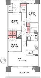 阿波座ライズタワーズマーク20 3LDKの間取図画像