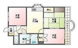 ラムール2 3DKの間取図画像