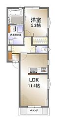 プレステージアK 1LDKの間取図画像