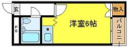 パルミッツォ平野西2号館 1Kの間取図画像