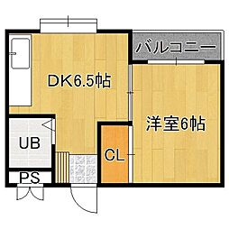 JPアパートメント東住吉4 1DKの間取図画像