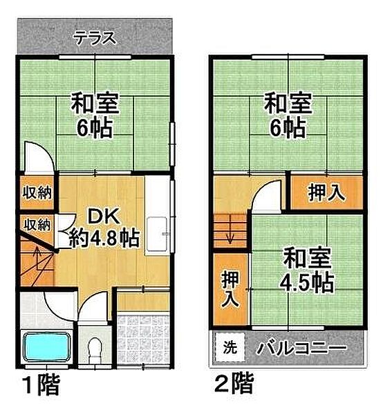 千島1丁目貸家 ｜大阪府大阪市大正区千島１丁目(賃貸一戸建3DK・--・43.57㎡)の写真 その2