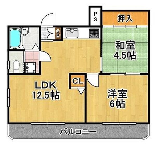 サンコー第6ハイツ 207｜大阪府大阪市大正区泉尾４丁目(賃貸マンション2LDK・2階・43.61㎡)の写真 その2