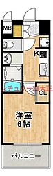 エステムコート難波WEST-SIDE9レジデント 3階1Kの間取り