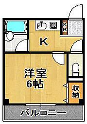 プログレス泉尾 1Kの間取図画像