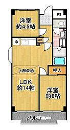 ヴィラスリースター鶴浜 2LDKの間取図画像