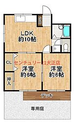 大森マンション 2DKの間取図画像