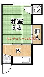 河野文化 1Kの間取図画像