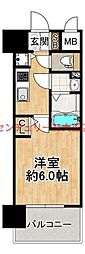エスリード大阪エヴォルツ 1Kの間取図画像