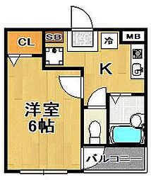 パステージ大正 1Kの間取図画像
