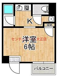 THECITY弁天町 1Kの間取図画像