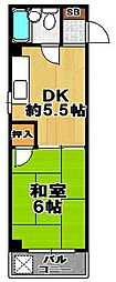プレアール三軒家東 1DKの間取図画像