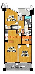 キングスクエアヴィルジア大阪 2LDKの間取図画像