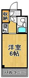ビバリーヒルズ泉尾 ワンルームの間取図画像