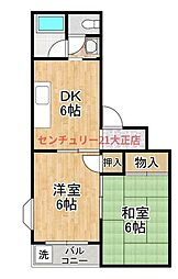 デイルーチェ鶴町 2DKの間取図画像