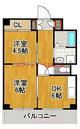 ポートヴイラメイセイ 2DKの間取図画像