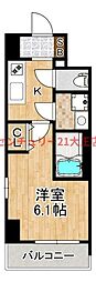 エスリードレジデンス大阪弁天町 1Kの間取図画像