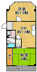 玄ビル 2DKの間取図画像