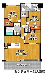 キングマンション大阪ベイ 3LDKの間取図画像