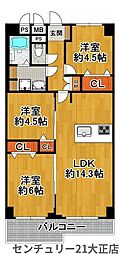 天保山第五コーポ2号棟 3LDKの間取図画像