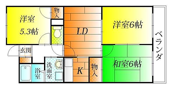 グリーンヒルズ ｜大阪府羽曳野市恵我之荘５丁目(賃貸マンション3LDK・1階・58.00㎡)の写真 その2