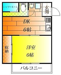 オレンジマンション 1DKの間取図画像