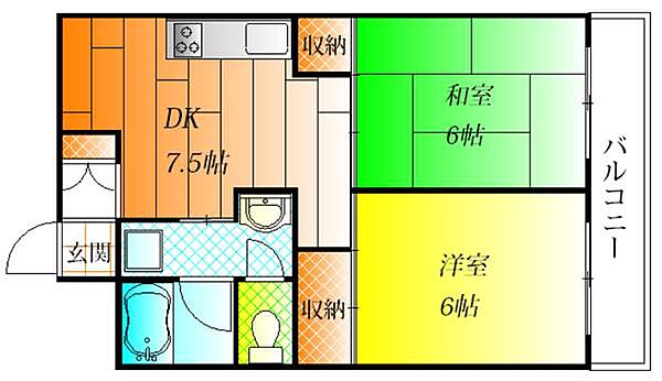 大阪府藤井寺市小山１丁目(賃貸マンション2DK・2階・40.00㎡)の写真 その2