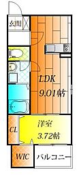 Fstyle恵我之荘 1LDKの間取図画像
