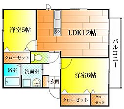 メゾンルミエールB棟 2LDKの間取図画像