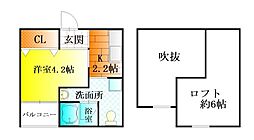 アイディアル南花田 1Kの間取図画像