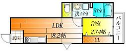 エフスタイル藤井寺・岡2号館 1LDKの間取図画像