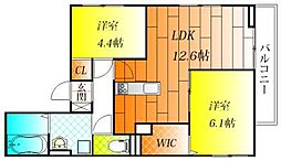 ピュアハイツ 2LDKの間取図画像