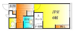 レオパレスパストラルB棟 1Kの間取図画像